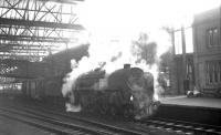 The 9.20am Crewe - Perth is about to be taken forward from Carlisle in November 1963 by 72008 <I>Clan MacLeod</I>. <br><br>[K A Gray 16/11/1963]