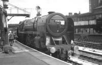 The BR <I>'Midland Line Centenary Special Railtour'</i> stands at Manchester Victoria on 9 June 1968 behind Britannia Pacific no 70013 <I>Oliver Cromwell</I>. <br><br>[K A Gray 09/06/1968]