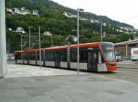 A tram on the Bergen light rail system near the city centre in August 2012.<br><br>[Bruce McCartney 13/08/2012]