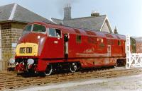 'Warship' diesel hydraulic no D821 <I>Greyhound</I> photographed at Grosmont in 1984.<br><br>[Colin Alexander //1984]