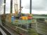 Piling rig at work on the new Loughor Viaduct construction across the River Loughor to the east of Llanelli in August 2012. The work is part of the track re-doubling running some 5 miles from just west of the viaduct eastward to beyond Gowerton Station where the disused up platform will be brought back into use. <br><br>[David Pesterfield 07/08/2012]