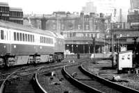 47712 <I>'Lady Diana Spencer'</I> slows a Glasgow - Edinburgh push-pull service on the approach to Haymarket station on 14 May 1981. On the right are traces left by the notorious 'Black Hand Gang'.<br><br>[John Furnevel 14/05/1981]