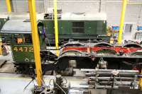 Preserved 4472 'Flying Scotsman' still undergoing its major overhaul in the workshops of the National Railway Museum, York, on 25 March 2010. Looks like they've finished work on the nameplate...<br><br>[John Furnevel 25/03/2010]