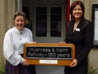 Mary Dickson with Train Name Plate.<br><br>[Phil Downie / First ScotRail 9/7/2005]