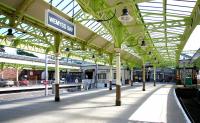 General view over the buffer stops at Wemyss Bay station in July 2005. Photograph taken from platform 1.<br><br>[John Furnevel 29/07/2005]