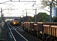 Queue of PW trains through Drem station on 26 December 2004.<br><br>[John Furnevel 26/12/2004]