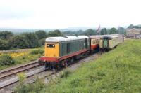 English Electric Type 1 20166 whistles away from Redmire with the first train of the day for Leeming Bar. In the background is Wensleydale and hopefully it wont be too long before railway passengers can travel further west along the valley to Aysgarth and beyond.  <br><br>[Mark Bartlett 12/08/2012]
