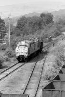 37023 indulges in a spot of shunting at Redmire on 28 July 1990.<br><br>[Bill Roberton 28/07/1990]