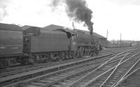 Jubilee 45654 <I>Hood</I> takes the 9am Glasgow St Enoch - London St Pancras south from Carlisle in August 1961.<br><br>[K A Gray 05/08/1961]