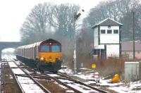 A southbound coal train approaching Kirkconnel with fuel for Drax power station on a cold March morning in 2006.<br><br>[John Furnevel 29/03/2006]