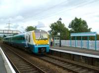 The Arriva Trains Wales 11.21 ex-Cardiff Central calls at Llanfairpwll on 17 September on its journey to Holyhead.  <br><br>[Bruce McCartney 17/09/2012]