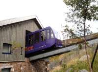 On the way up. Cairngorm Mountain Railway, September 2012. [See image 40432]<br><br>[Peter Todd 17/09/2012]