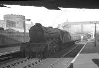 Canal shed's A3 Pacific no 60079 <I>Bayardo</I> gets ready to leave Carlisle platform 8 with what is thought to be the 1.28pm to Edinburgh via Hawick in the Summer of 1960<br><br>[K A Gray //1960]