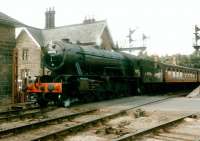 90775 stands on the crossing at Grosmont in 1996 with a train for Pickering.<br><br>[Colin Alexander //1996]