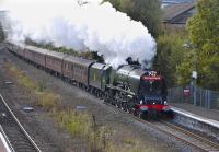 46233 <I>Duchess of Sutherland</I> enters Larbert with the 1Z46 Wolverhampton to Stirling excursion on 6 October.<br><br>[Bill Roberton 06/10/2012]