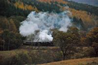 44871 and 45407 round the curve immediately south of Arrochar and Tarbet station with a return SRPS train from Fort William to Polmont.<br><br>[Ewan Crawford 27/10/2012]