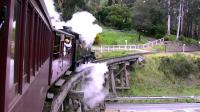 2-6-2T 8A takes a train out of Belgrave for Gembrook over the Monbulk Creek trestle bridge on 13 October 2008.<br><br>[Colin Miller 13/10/2008]