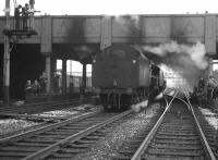 Standard Class 5 4-6-0s nos 73069+73134 coming off the MRTS/SVRS <I>North West Tour</I> at Bolton on 20 April 1968. The pair had brought in the special from Stalybridge and would hand over to 48773 for the next leg as far as Stockport [see image 22020]. <br><br>[K A Gray 20/04/1968]