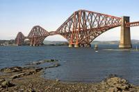 This may at first glance appear to be a fairly standard shot of the Forth Bridge, taken in April 1984. What is unusual about it is there's not a single bit of scaffolding to be seen [see image 3644].<br><br>[Bill Jamieson /04/1984]