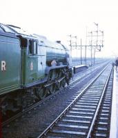The LCGB 'East Riding Limited' of 21 September 1968 during a photostop at Barnetby before heading west to reach Hull via Applehurst Junction and Selby. The special, which originated from Kings Cross, was hauled throughout by 4472 <I>Flying Scotsman</I>. [See image 23701]<br><br>[Robin Barbour Collection (Courtesy Bruce McCartney) 21/09/1968]