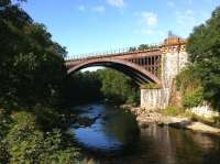 The bridge that carried the Clapham to Low Gill line over the River Rawthey to the south west of Sedbergh, Cumbria. The route was closed in 1966.<br><br>[Peter Rushton 09/09/2012]