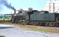 Italian 2-8-0 locomotive 740-193 on shed at Cagliari, Sardinia, in March 1977.<br><br>[Peter Todd /03/1977]
