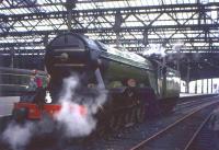 <h4><a href='/locations/E/Edinburgh_Waverley'>Edinburgh Waverley</a></h4><p><small><a href='/companies/N/North_British_Railway'>North British Railway</a></small></p><p>Preserved A3 Pacific no 4472 <i>Flying Scotsman</i> simmers gently at Waverley's Platform 8 on 9th May 1964. The steam celebrity had arrived in the city earlier that day with <I>'Pegler's Pullman'</I> see image <a href='/img/40/411/index.html'>40411</a>. 10/132</p><p>09/05/1964<br><small><a href='/contributors/Frank_Spaven_Collection_Courtesy_David_Spaven'>Frank Spaven Collection (Courtesy David Spaven)</a></small></p>
