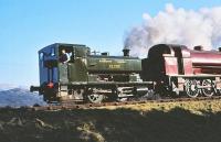 Barclay 0-4-0ST <I>Clyde</I> in action on the Strathspey Railway in April 1981.<br><br>[Peter Todd 16/04/1981]