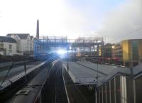View west at Haymarket on 23 December 2012, with and the second phase of the new footbridge now in position.<br><br>[John Yellowlees 23/12/2012]