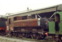 Chimneyless Collett 5700 class GWR 0-6-0PT no 4612 wearing a smile in Haworth Yard on 16 April 1981 after rescue from Barry in January that year.<br><br>[David Pesterfield 16/04/1981]