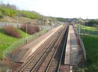 Not one of the most memorable stations. Looking east at Carmyle in April 2007 from the A763 Carmyle Avenue.  Served by trains on the Glasgow Central - Whifflet line, the station and line reopened to passengers in 1993 [see image 10481].<br><br>[John Furnevel 01/04/2007]