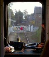 There are two level crossings on the Wirksworth branch, one on the South side of Wirksworth; the other, shown here, being North of Idridgehay station. Here is the 'second man's view', heading South in September 2012.<br><br>[Ken Strachan 15/09/2012]