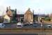 Penrith station building and forecourt in November 2012, as seen looking west from the walls of ruined Penrith Castle which is in a park opposite the station.<br><br>[Mark Bartlett 30/11/2012]