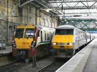 Contrasting electric traction at Edinburgh Waverley on 12 March 2013.<br><br>[Bill Roberton 12/03/2013]