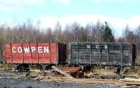Old coal wagons in the sidings at Marley Hill in March 2013, with NCB and Cowpen Colliery (South Blyth) markings. <br><br>[Colin Alexander 30/03/2013]