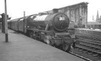 Carrying a Blackpool Central (24E) shed plate, 'Jubilee' 4-6-0 no 45584 <I>North West Frontier</I> photographed at Carlisle on 14 July 1962 with the summer Saturday 10.15 am Blackpool North - Glasgow Central through service. [See image 38208]<br><br>[K A Gray 14/07/1962]