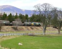 Freightliner 66510 takes Fiddlers Ferry - Hunterston coal empties north through Lamington on 23 April 2013. <br><br>[John Furnevel 23/04/2013]