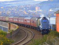 The <I>Great Britain VI</I> leaves the Tay Bridge southbound on 24 April 2013 behind 60009 <I>Union of South Africa</I>.<br><br>[Brian Forbes 24/04/2013]