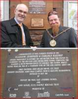 The third in the ICE series of plaques commemorating engineer John <br>
Miller (the others are at Haymarket and Ayr) was unveiled at <br>
New Cumnock Station on 2 May 2013 by Andy Savage, executive director of the Railway Heritage Trust and Provost Jim Todd of East Ayrshire.<br><br>[John Yellowlees 02/05/2013]
