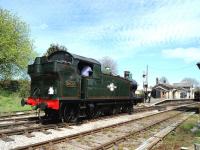 GWR 0-6-2T 5637 running round its train at Cranmore on 4 May 2013.<br><br>[Peter Todd 04/05/2013]
