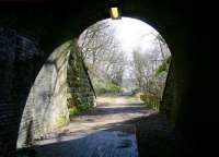 Looking out from the east portal of Old Woodhouselee Tunnel, Auchendinny, on 20 April 2013. View towards Firth Viaduct in the middle distance.<br><br>[John Furnevel 20/04/2013]