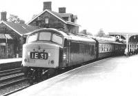 Holbeck 'Peak' no 16 calls at Dumfries with the 15.25 Glasgow Central - Leeds in the spring of 1971.<br><br>[John Furnevel 08/04/1971]