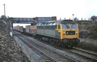 On 15 April 1970 No. 1992 is in charge of the 14.48 Glasgow FLT to Edinburgh FLT Freightliner service, seen here at Niddrie West Junction as it takes the spur to Niddrie North.<br><br>[Bill Jamieson 12/04/1970]