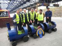 Another of the attractive barrel-train planters - this one looked after by local Rotary Clubs at Dundee.<br><br>[John Yellowlees 10/05/2013]