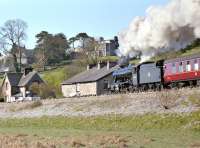 48151 forges towards Kents Bank on 13 April 2002 with the <I>Steam Along the Cumbrian Coast</I> railtour.<br><br>[Bill Jamieson 13/04/2002]