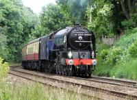 A1 Pacific no 60163 <I>Tornado</I> forging up the bank between Blackford Hill and Morningside Road on 16 June with the SRPS Fife Circle tour.<br><br>[Alasdair Taylor 16/06/2013]