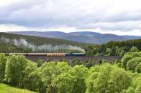 The late running <I>Cathedrals Express</I> crossing Slochd Viaduct on 15 June 2013 hauled by 60163 <I>Tornado</I>.<br><br>[John Gray 15/06/2013]