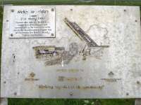 Plaque attached to the McKelvie hydraulic lifting bridge, south of Keiss, Caithness, near the point where the A99 crosses the pipeline fabrication tracks. The plaque marks the commissioning of the bridge on 31 March 1994 [see image 43549].<br><br>[David Pesterfield 22/06/2013]