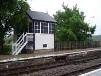 The freshly painted former signal box looking pristine on the northbound platform at Forsinard in June 2013. [See image 16558]<br><br>[David Pesterfield 23/06/2013]