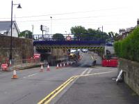 The new underbridge just south of Prestwick Town station seen from the west on 3 July - as yet unsullied by the attentions of the illiterati driving overheight vehicles. <br><br>[Colin Miller 03/07/2013]